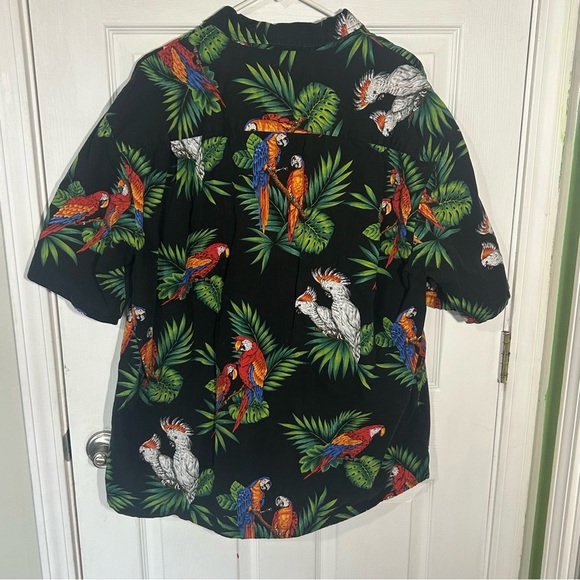 Pacific Legend Hawaiian 2XL Black Colorful Bird Parrots Tropical Luau Cotton - Picture 3 of 9